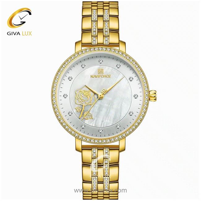 ساعت مچی اورجینال زنانه ناوی فورس|Naviforce|نوی فورس|نیوی فورس طلایی | طلایی| سفید صدفی| کد رفرنس NF5017